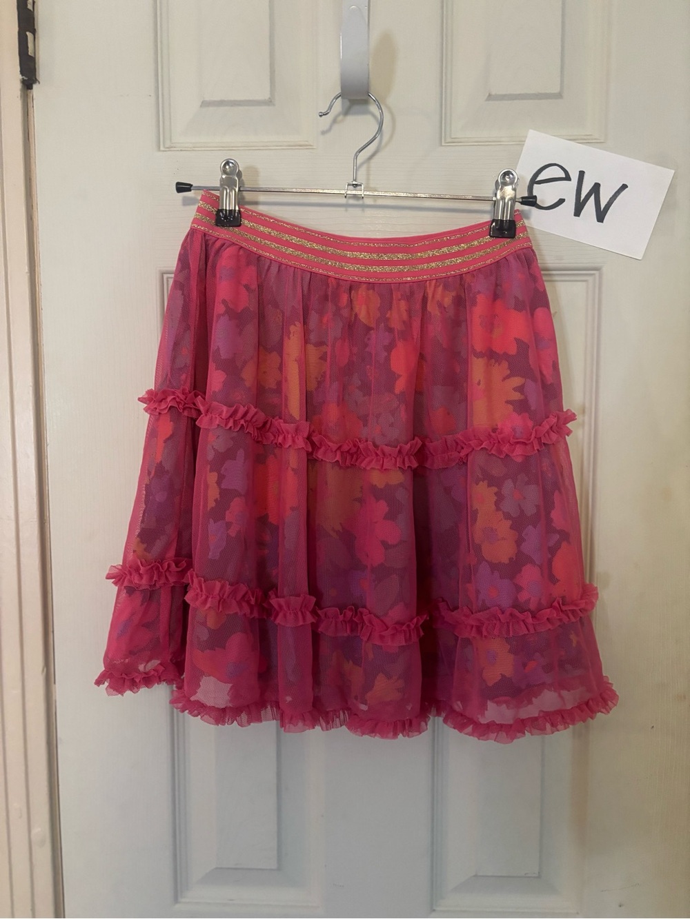 Finding Foxtale Pink Floral Ruffle Tiered Skirt -